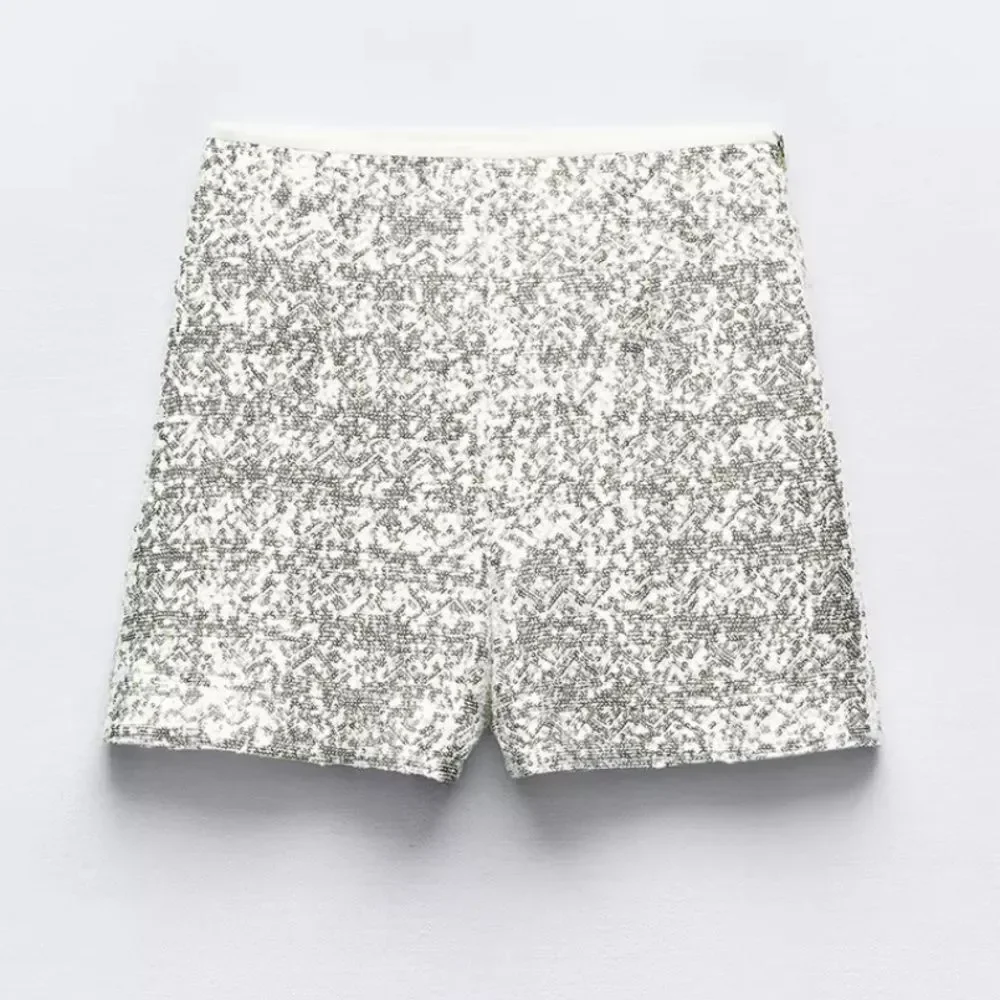 ZARA SEQUINNED HIGH-WAIST BERMUDA SHORTS - Picture 3 of 9